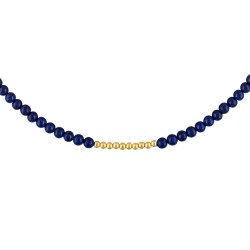 Κολιέ με Κ14 χρυσά στοιχεία και lapis - F125651L